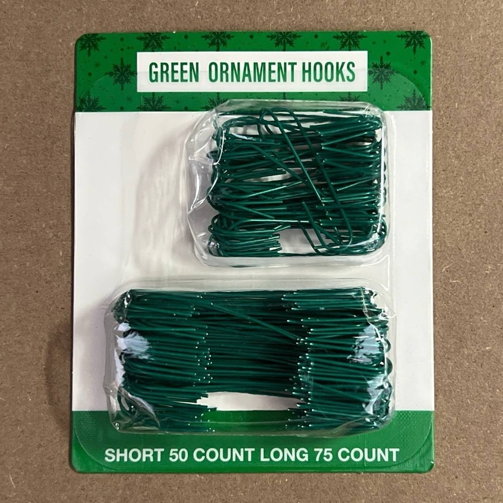 125 Green Christmas Ornament Hooks Assorted Sizes 50 Short 75 Long NEW
